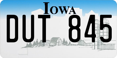 IA license plate DUT845