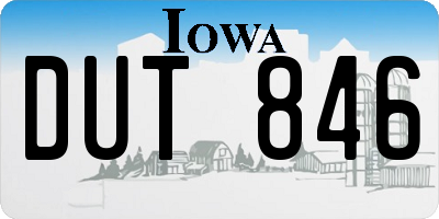 IA license plate DUT846