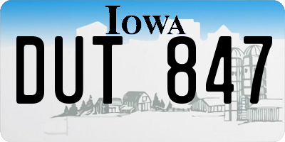 IA license plate DUT847