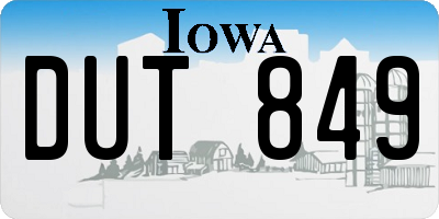 IA license plate DUT849