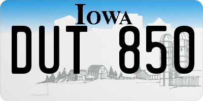IA license plate DUT850