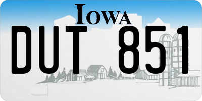 IA license plate DUT851