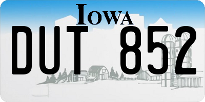 IA license plate DUT852