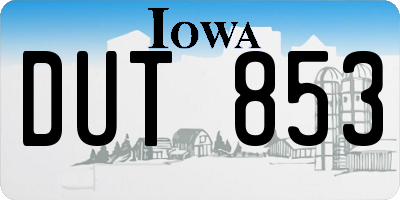 IA license plate DUT853