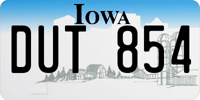 IA license plate DUT854