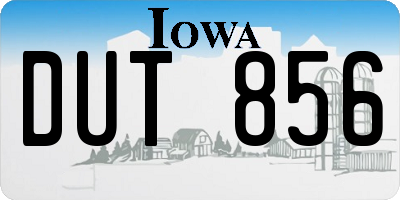 IA license plate DUT856