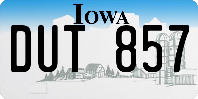 IA license plate DUT857