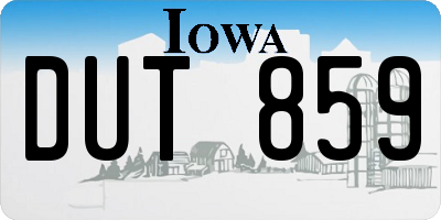 IA license plate DUT859