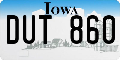IA license plate DUT860