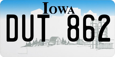 IA license plate DUT862