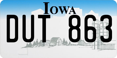 IA license plate DUT863