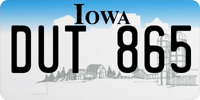 IA license plate DUT865