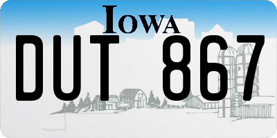 IA license plate DUT867