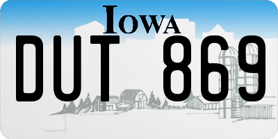 IA license plate DUT869