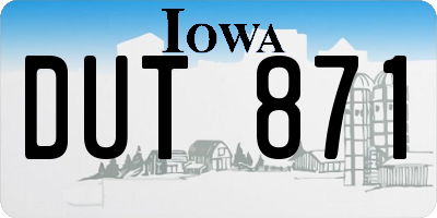 IA license plate DUT871