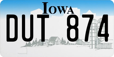 IA license plate DUT874