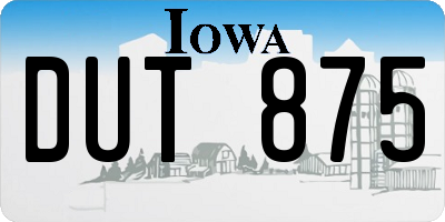 IA license plate DUT875