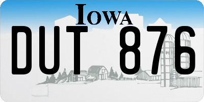 IA license plate DUT876