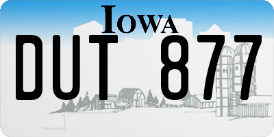 IA license plate DUT877
