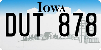 IA license plate DUT878