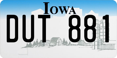 IA license plate DUT881