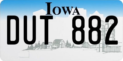 IA license plate DUT882