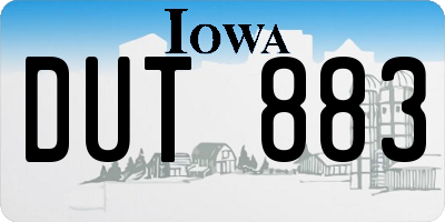 IA license plate DUT883