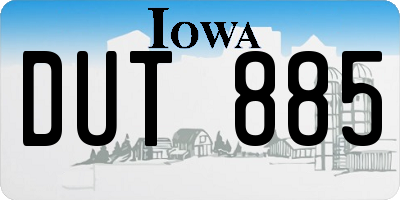 IA license plate DUT885