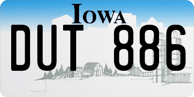 IA license plate DUT886