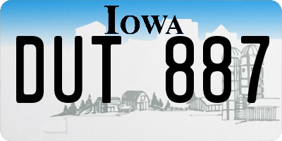 IA license plate DUT887