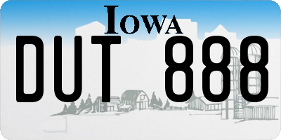 IA license plate DUT888