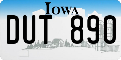 IA license plate DUT890