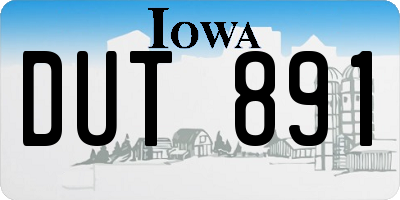IA license plate DUT891
