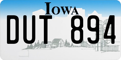 IA license plate DUT894