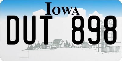 IA license plate DUT898