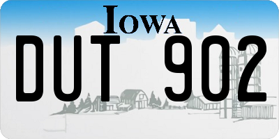 IA license plate DUT902