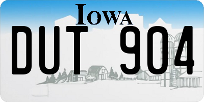 IA license plate DUT904
