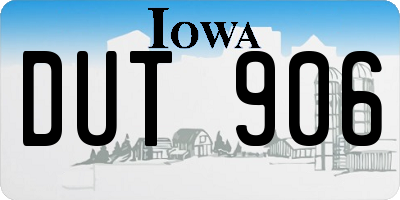 IA license plate DUT906