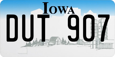 IA license plate DUT907