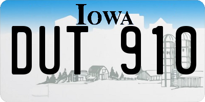 IA license plate DUT910