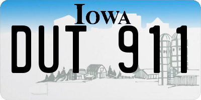 IA license plate DUT911