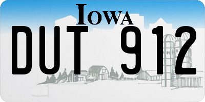 IA license plate DUT912