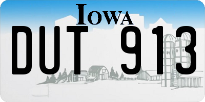 IA license plate DUT913