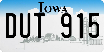 IA license plate DUT915