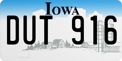IA license plate DUT916
