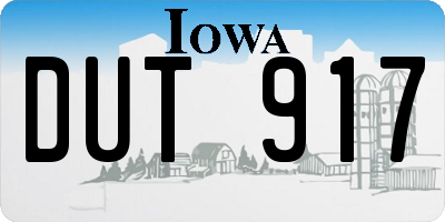 IA license plate DUT917