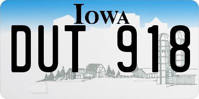 IA license plate DUT918