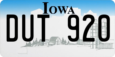 IA license plate DUT920