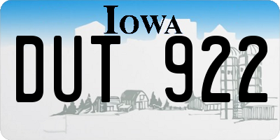 IA license plate DUT922