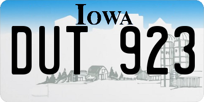 IA license plate DUT923